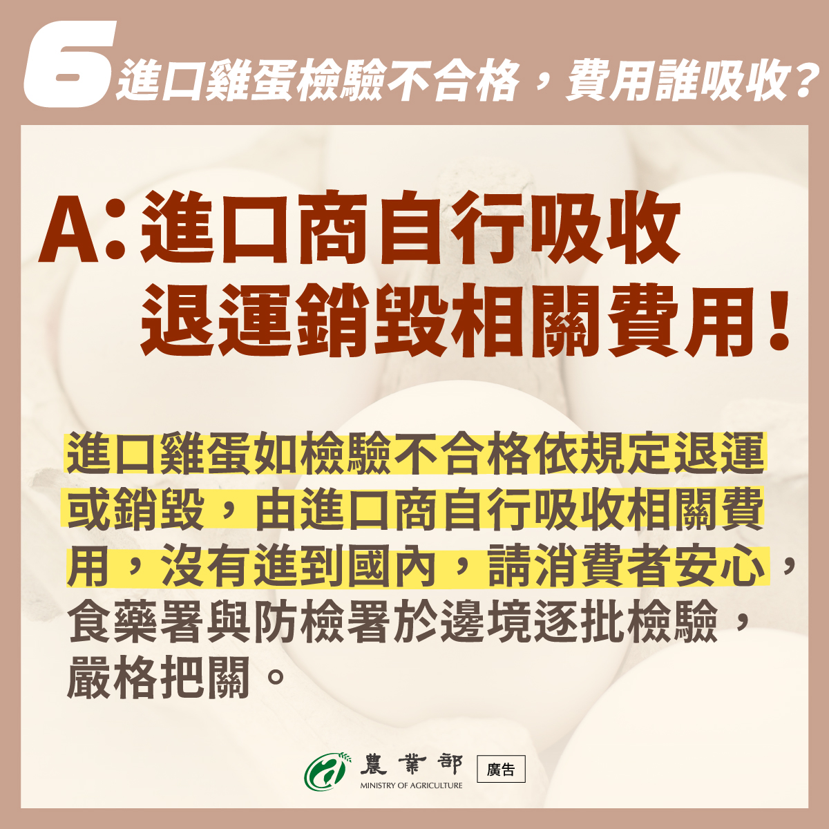 QA6_進口雞蛋檢驗不合格，費用誰吸收